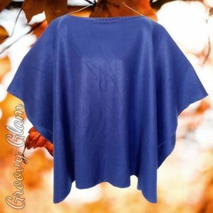 GROOVY GLAM Navy Blue Handmade Classic Fleece Poncho